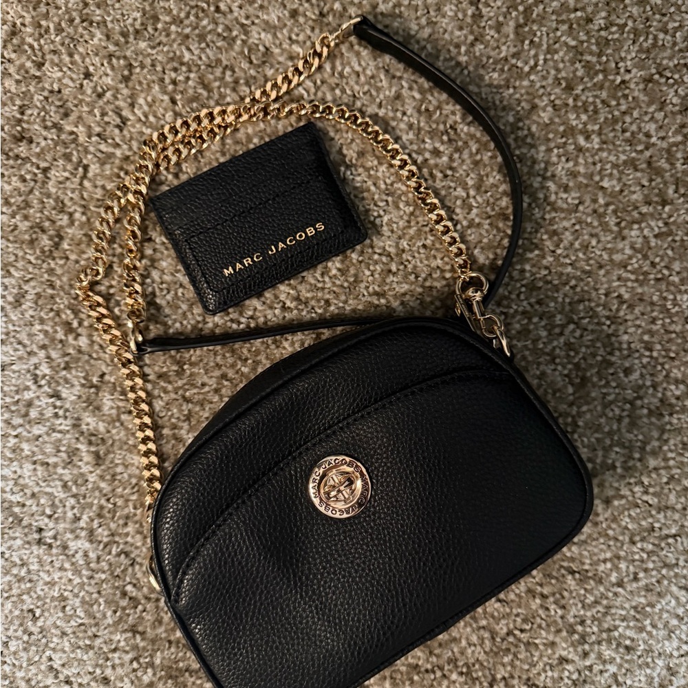 Marc Jacobs Black Crossbody Bag with Gold Chain with Wallet